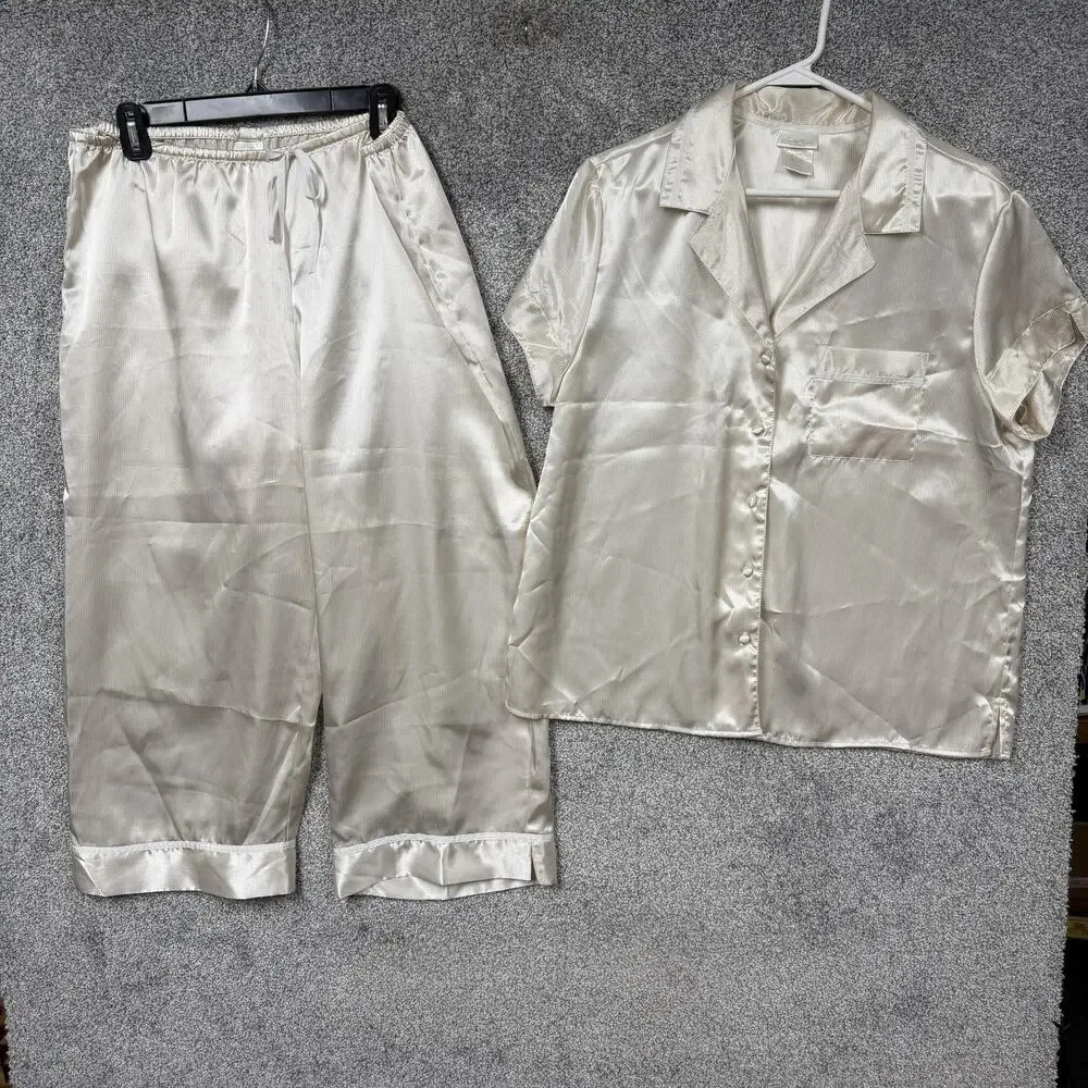 Secret Treasures Satin Pajama Set L Feminine Soft Girl Bridal Classic Coquette